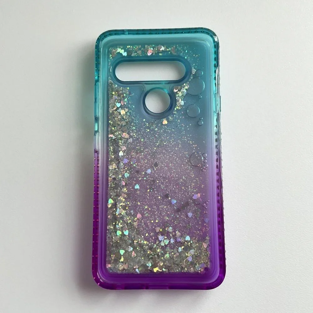 ZX-LG V40 DZ PHONE CASE LIQUID HEART BLING CASE